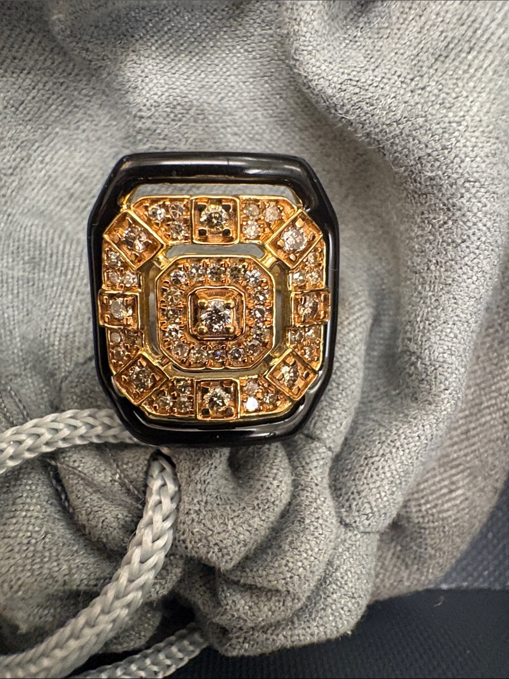 Rarities Gold-Plated .50ctw Diamond and Enamel Art Deco Ring